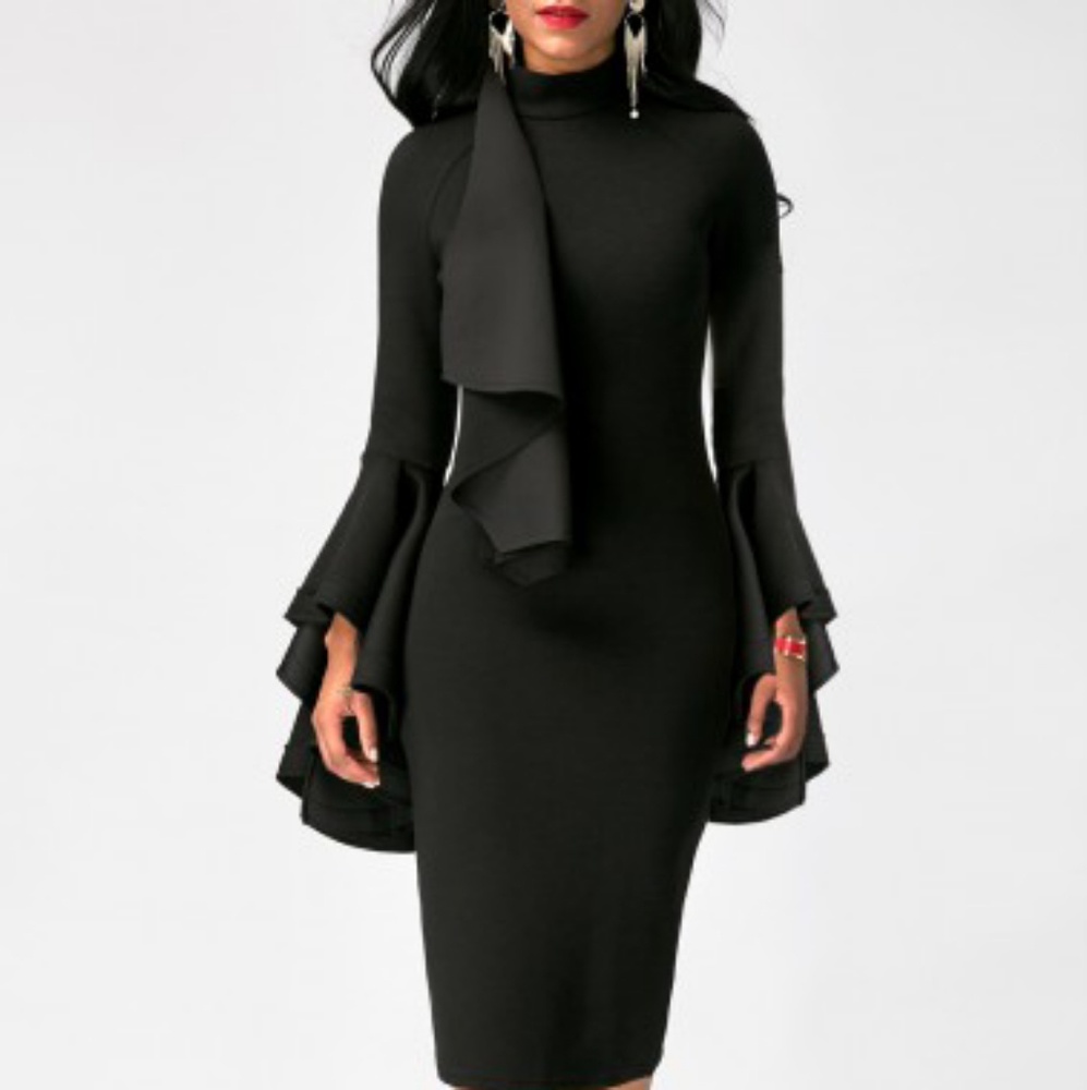 Black Layered Ruffle Dress